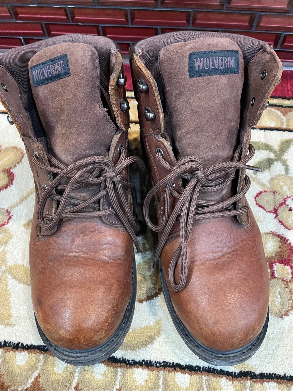 Wolverine Brown Leather Lace-Up Work Boots